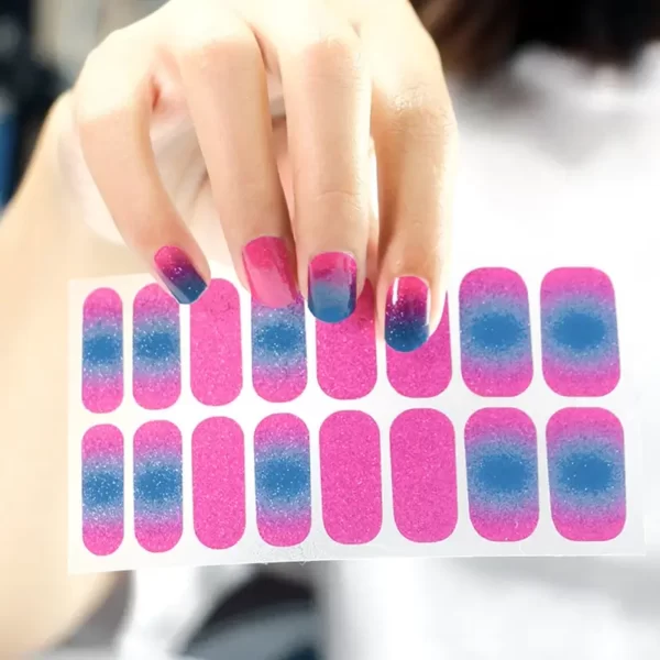 Pink Blue Glitter Ombre Nail Wraps