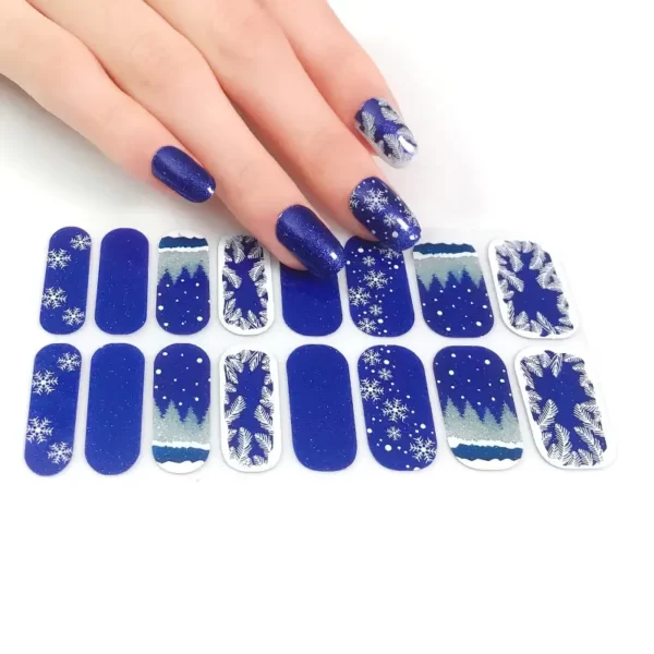 Winter Forest Dark Blue Christmas Nail Wraps