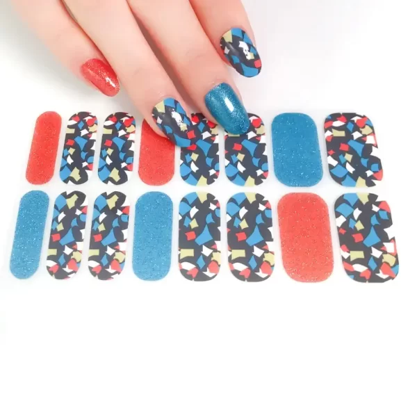 Blue and Red Trendy Nail Wraps