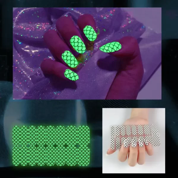 Fish Scales Glow In The Dark Nail Wraps
