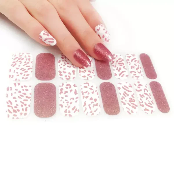 Light Brown Glitter Leopard Nail Wraps - Sena Nail