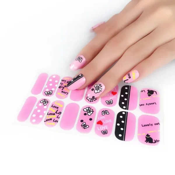 Lovely Cat Butterfly Pink Nail Wraps-Sena Nail