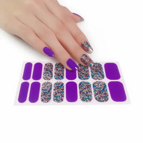 Purple Small Grid Nail Wraps - Sena Nail