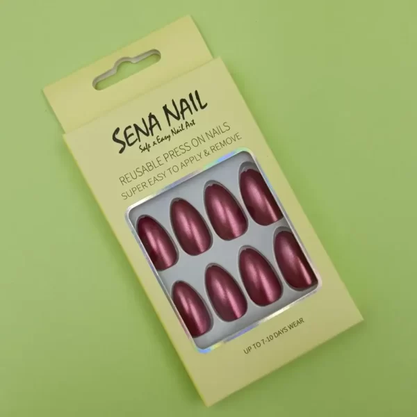 Brown Short Almond Metallic Press On Nails - SENA NAIL