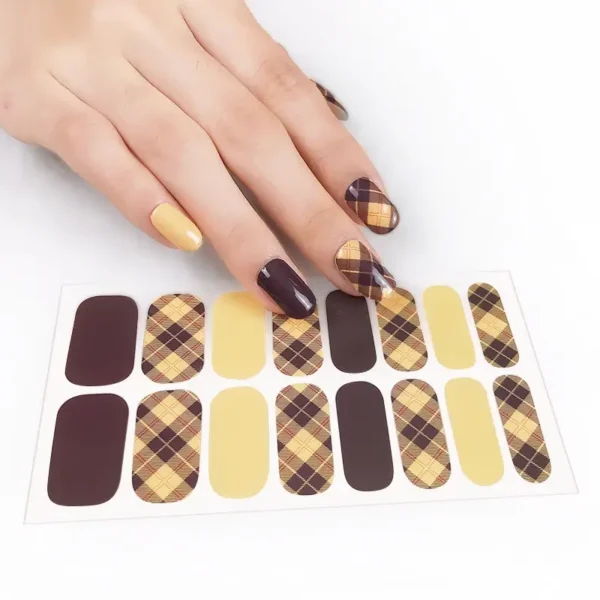 Lattice Brown Yellow Nail Wraps-SENA NAIL