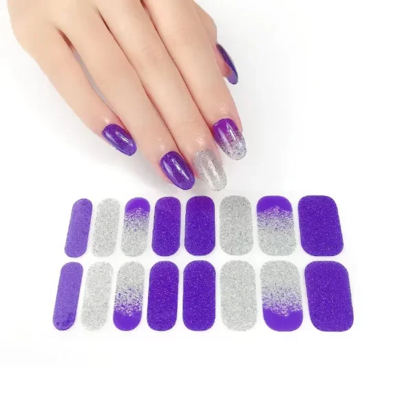 Purple Silver Ombre Glitter Nail Wraps - SENA NAIL