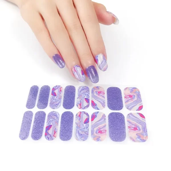 Purple Glitter Tie Dye Nail Wraps - SENA NAIL