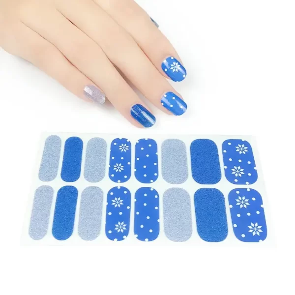 Snowflake Blue Glitter Christmas Nail Wraps - SENA NAIL