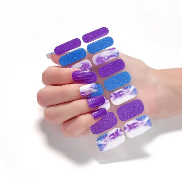 Purple Blue Marble Glitter Nail Wraps - SENA NAIL