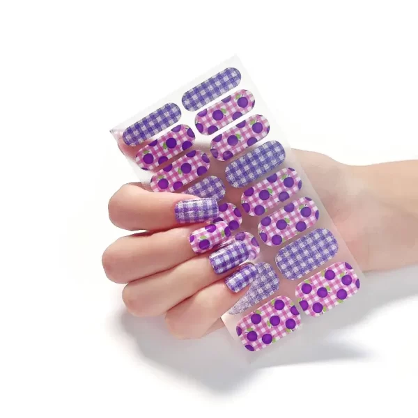 Purple Dot Plaid Nail Polish Strips - SENA NAIL