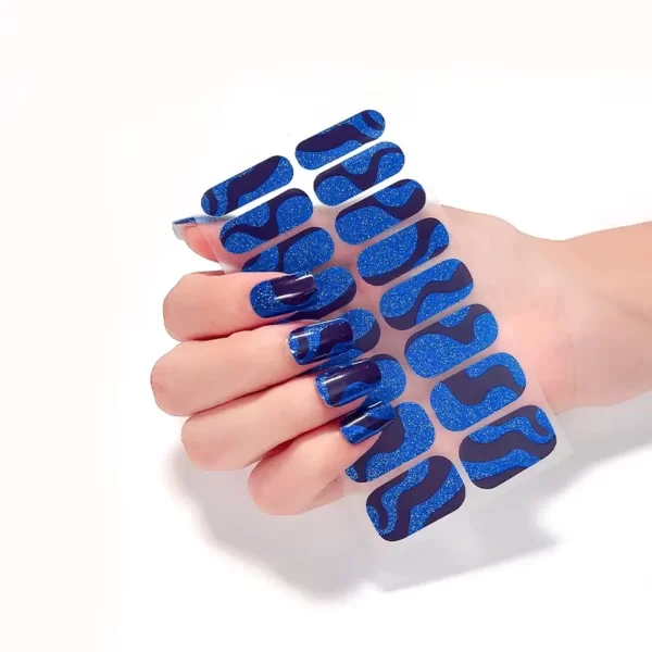Blue Glitter Stripes Nail Wraps - SENA NAIL