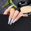 White Coffin Press On Nails With Silver Glitter - SENA NAIL