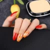 Orange Red Tie Dye Glitter Short Coffin Press On Nails