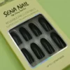 Long Glossy Black Oval Press On Nails - SENA NAIL