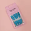 Long Glossy Blue Stiletto Press On Nails-SENA NAIL
