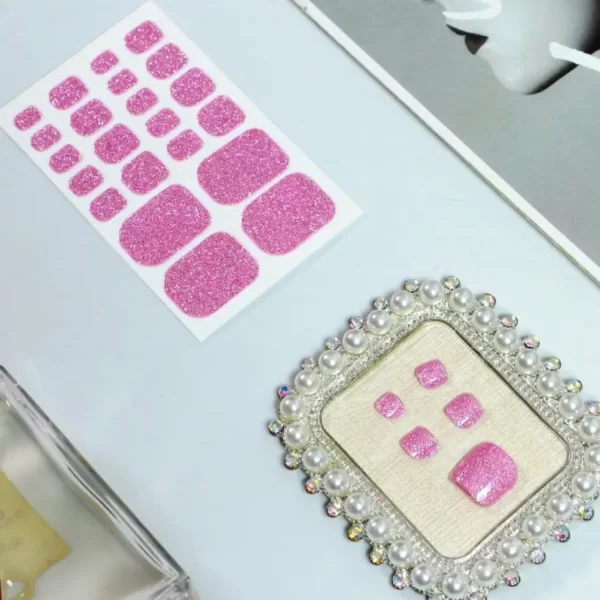 Pink Glitter Toe Nail Wraps - SENA NAIL