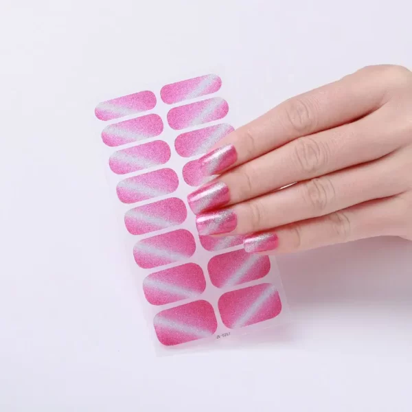 Pink Glitter Slash Ombre Nail Wraps - SENA NAIL
