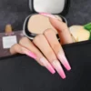 Pink Glitter Long Coffin Ombre Press On Nails - SENA NAIL