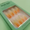 Orange Glitter Long Coffin Ombre Press On Nails - SENA NAIL