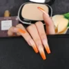Orange Long Coffin Glitter Ombre Press On Nails - SENA NAIL