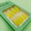 Yellow Long Coffin Glitter Ombre Press On Nails - SENA NAIL