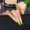 Yellow Long Glitter Coffin Ombre Press On Nails