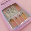 CSYSTS 02 3 Colorful Word Cute Animals Coffin Long Glitter Press On Nails