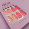 Glitter Short Coffin Pink Tie Dye Press On Nails - SENA NAIL