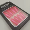 Long Coffin Pink Glitter Press On Nails - SENA NAIL