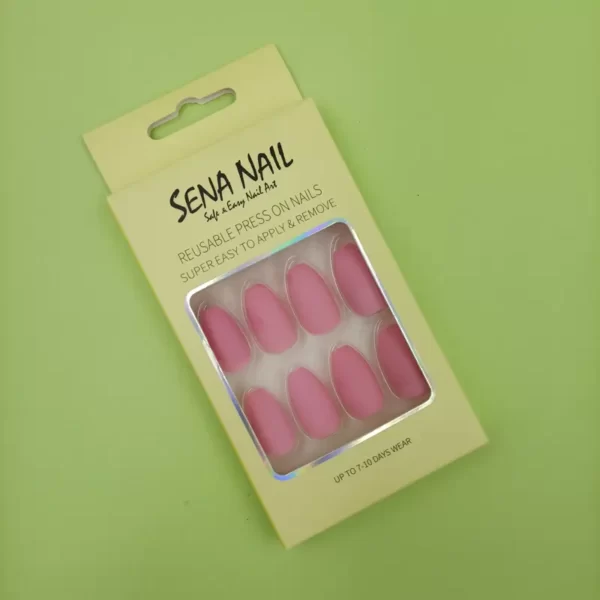 Pink Short Coffin Matte Press On Nails -SENA NAIL