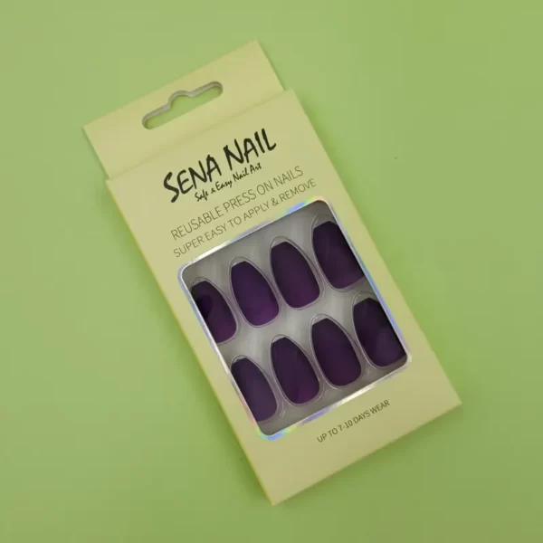 Dark Purple Coffin Matte Press On Nails -SENA NAIL