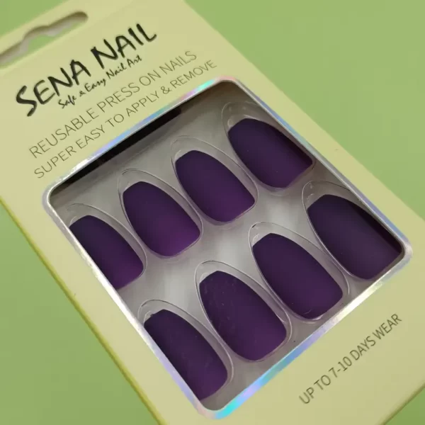 Dark Purple Coffin Matte Press On Nails -SENA NAIL