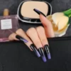 Black Purple Ombre Long Coffin Glitter Press On Nails - SENA NAIL
