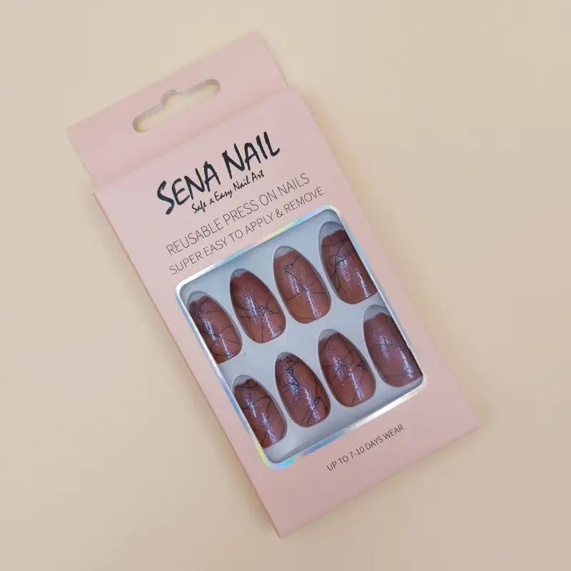 French Gradient False Nail Short Square Press on Nails for Finger Nail Art  24pcs | eBay