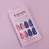 Blue Pink Tie Dye Short Coffin Press On Nails - SENA NAIL