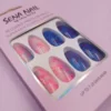 Tie Dye Short Coffin Blue Pink Press On Nails - SENA NAIL