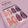 Short Coffin Purple Pink Tie Dye Press On Nails - SENA NAIL