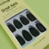 Short Coffin Black Glitter Press On Nails - SENA NAIL