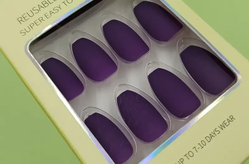 Dark Purple Coffin Matte Nails