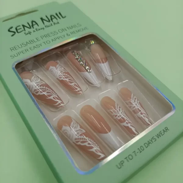 French Long Stiletto Nude Press On Nails - SENA NAIL