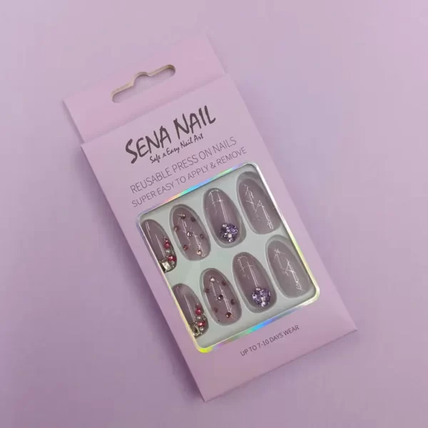 Medium Length Round Purple Luxury Press On Nails - SENA NAIL