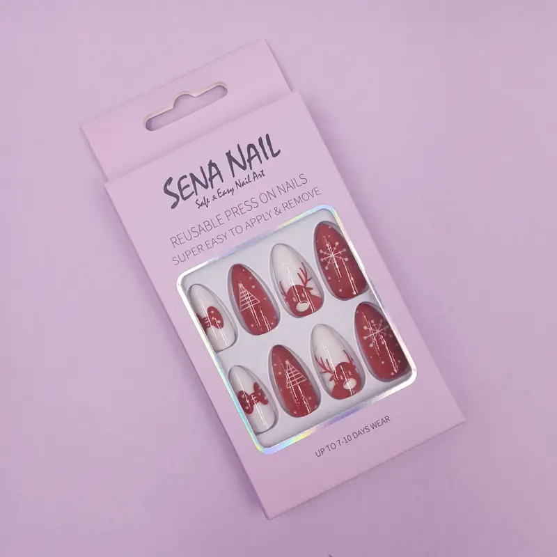 24 Pcs Press on Nails Medium Almond Acrylic Fake Nails Glue on Nails –  Cexynail